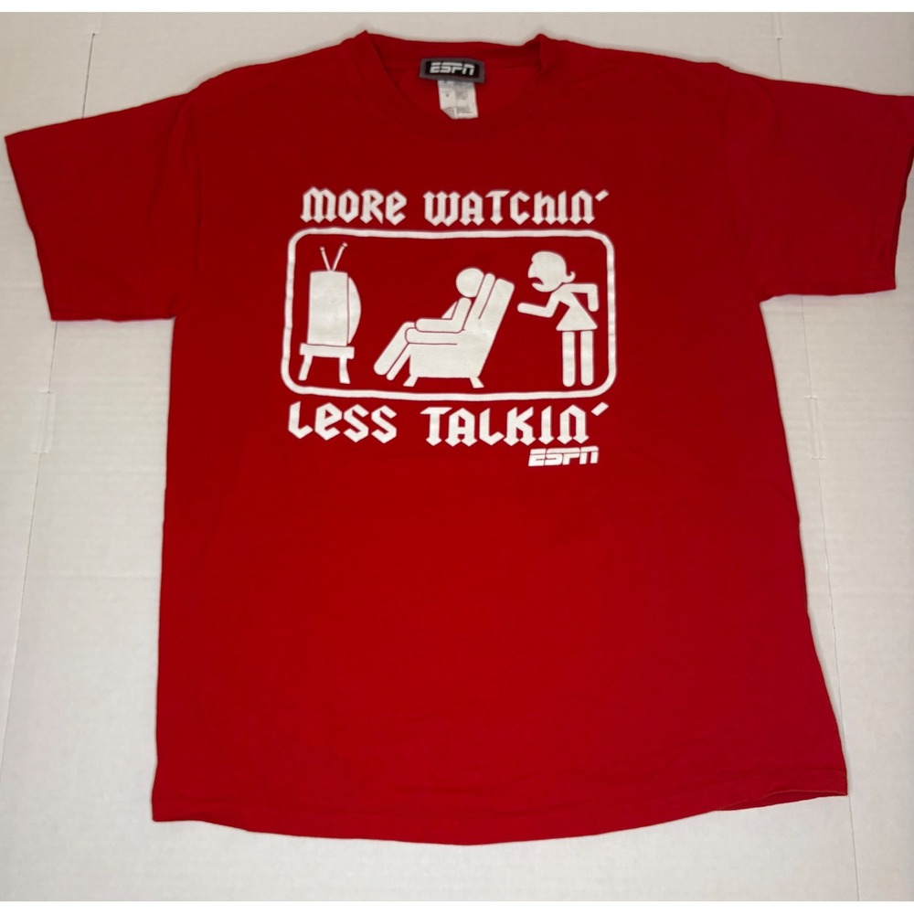 Vintage 90s ESPN "More Watchin' Less Talkin'" Graphic T-Shirt Retro Streetwear